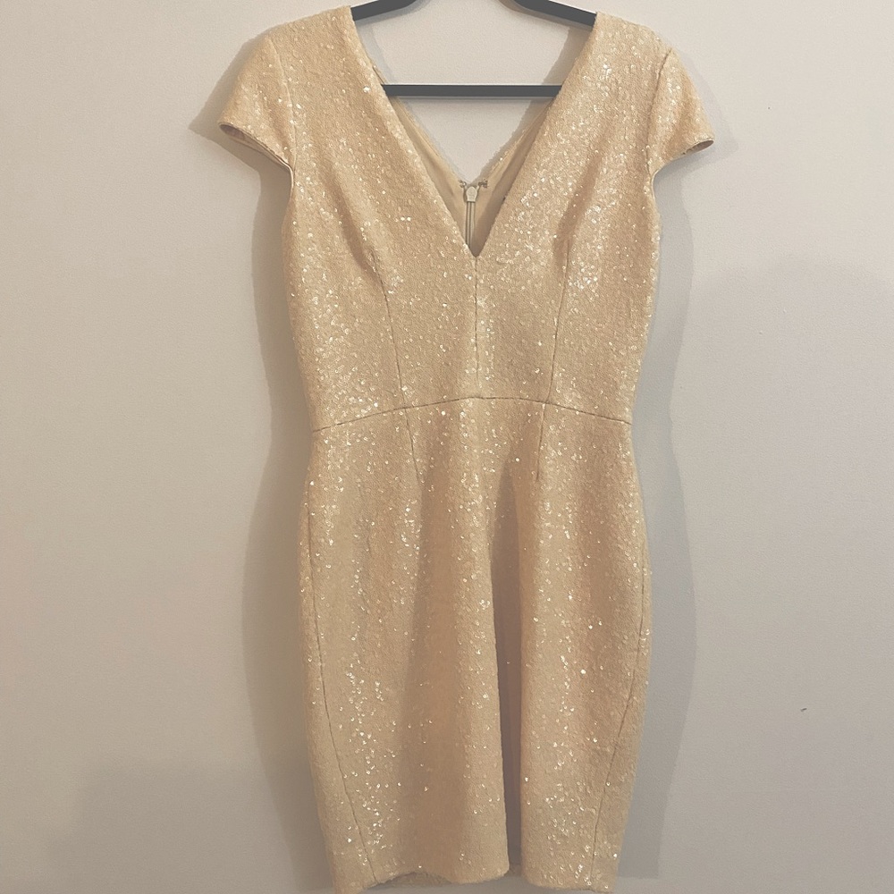 (NEW) Blush Pink/Tan Sequin Mini Dress